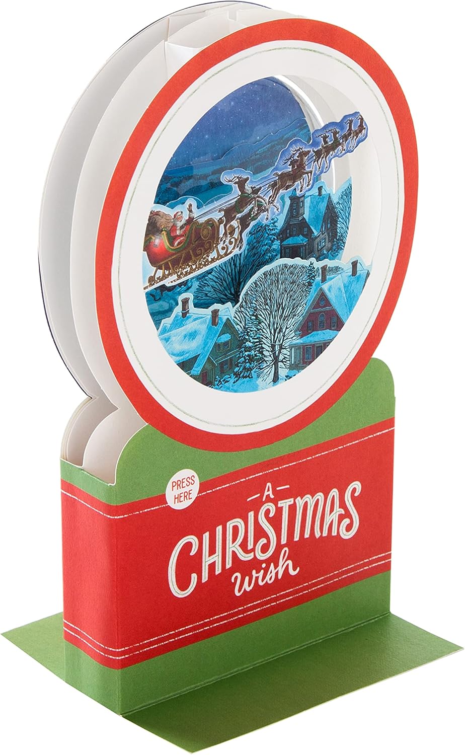 Contemporary Musical 3D Pop Up Santa and Sleigh Design Christmas Card