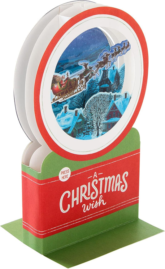 Contemporary Musical 3D Pop Up Santa and Sleigh Design Christmas Card