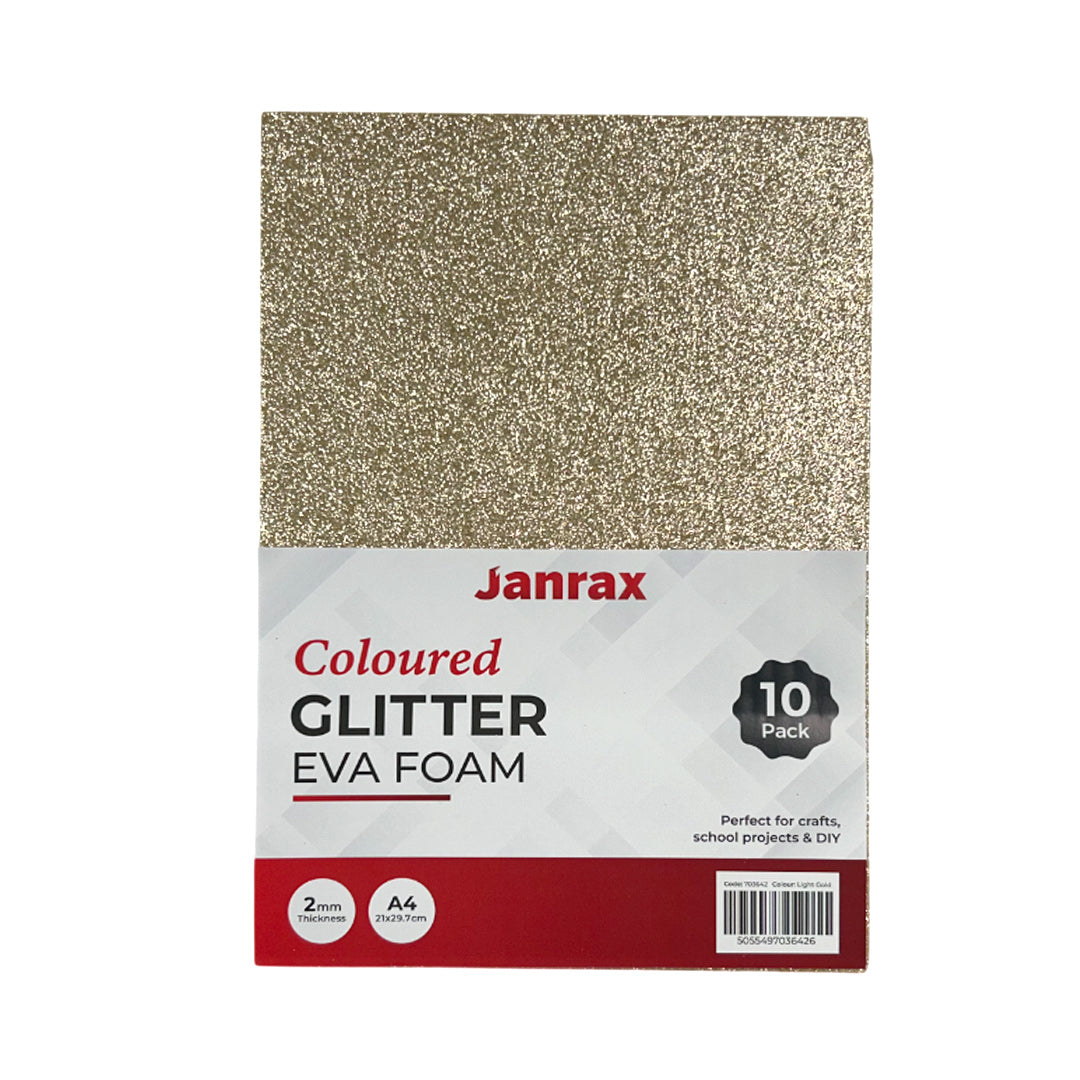 Pack of 100 A4 Light Gold Glitter EVA Foam Sheets
