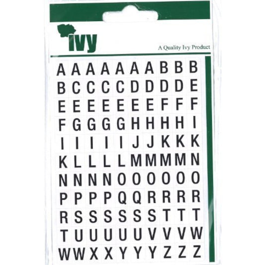 Pack of 220 A-Z per Sheet Black on White 8x10mm Alphabet Stickers