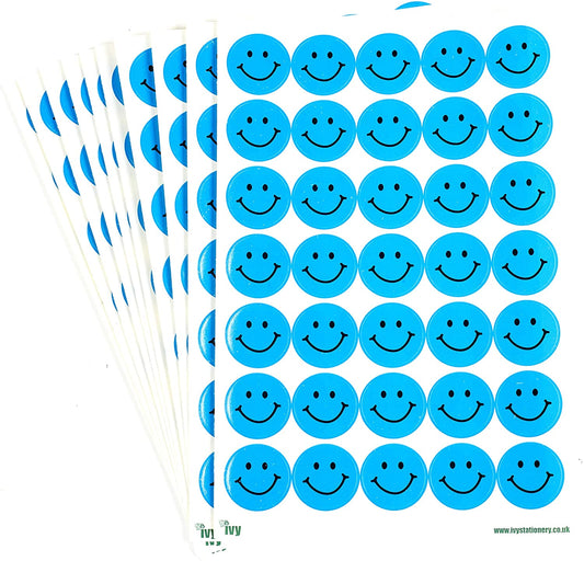 Pack of 420 Blue A5 Smiley Face Stickers