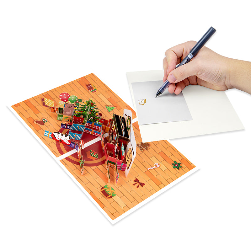 A Warm Xmas Eve Holiday 3D Pop Up Christmas Card