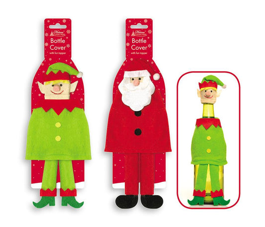 Novelty Christmas Bottle Cover with Fun Topper