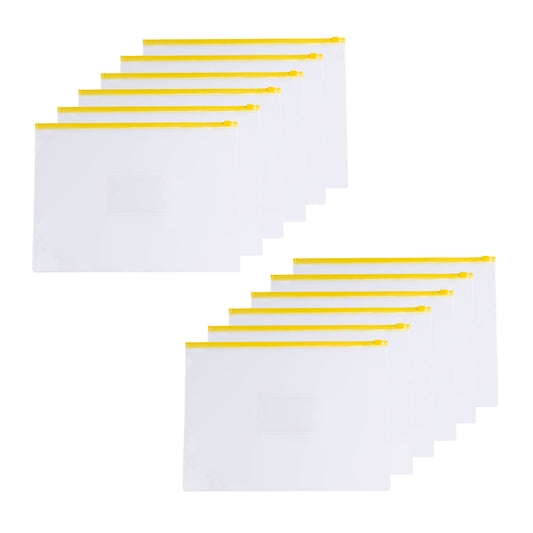 Pack of 12 A3 Clear Zippy Bags with Yellow Zip
