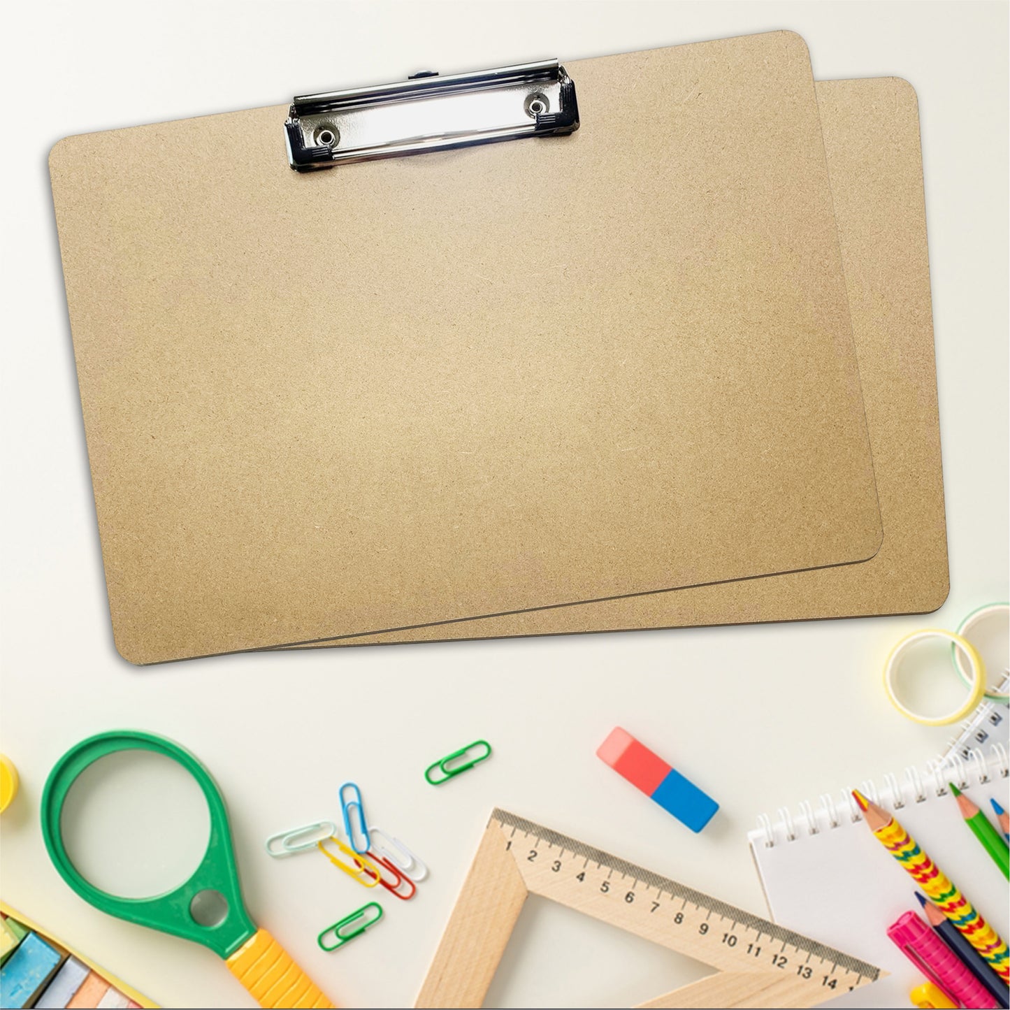 Pack of 12 A4 Wooden Horizontal Clipboards by Janrax