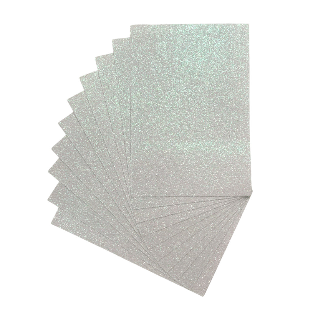 Pack of 100 A4 White Glitter EVA Foam Sheets