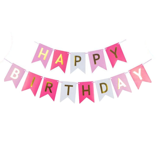 Happy Birthday Party Banner Pink