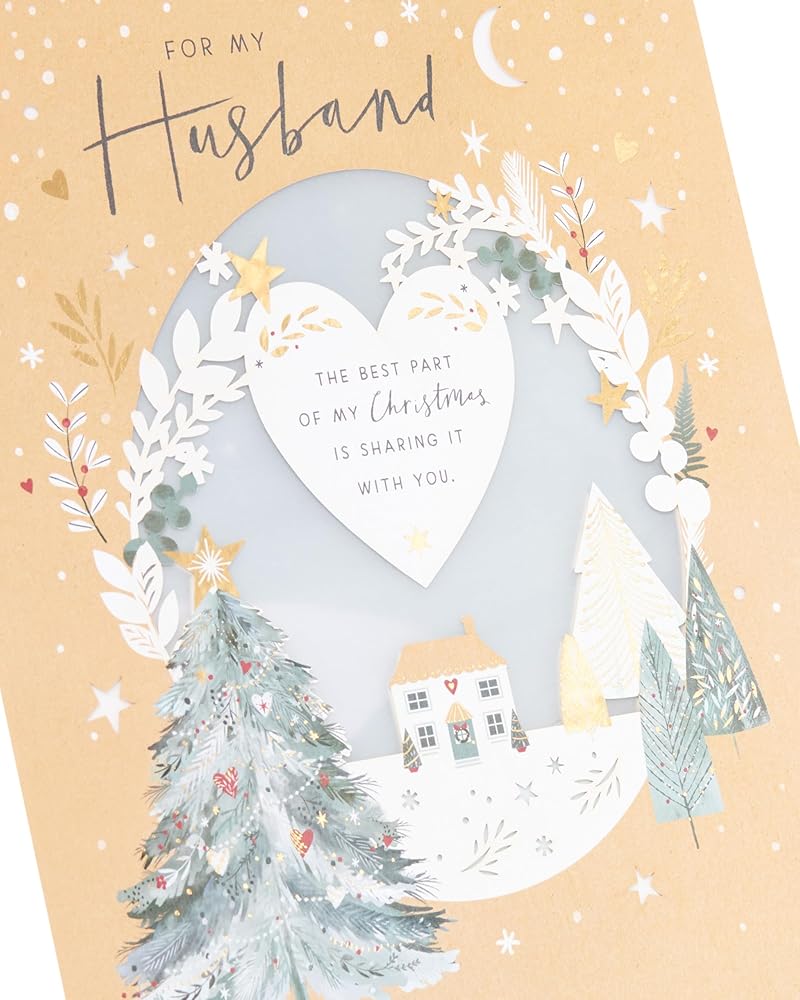 House and Trees Scene Husband Christmas Card