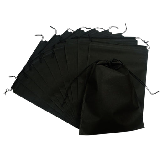 Pack of 25 Black Coloured 32x22cm Non-Woven Drawstring Bags
