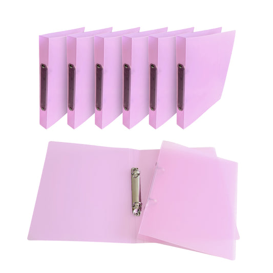 Pack of 10 A5 Slim Pink Translucent Ringbinders by Janrax