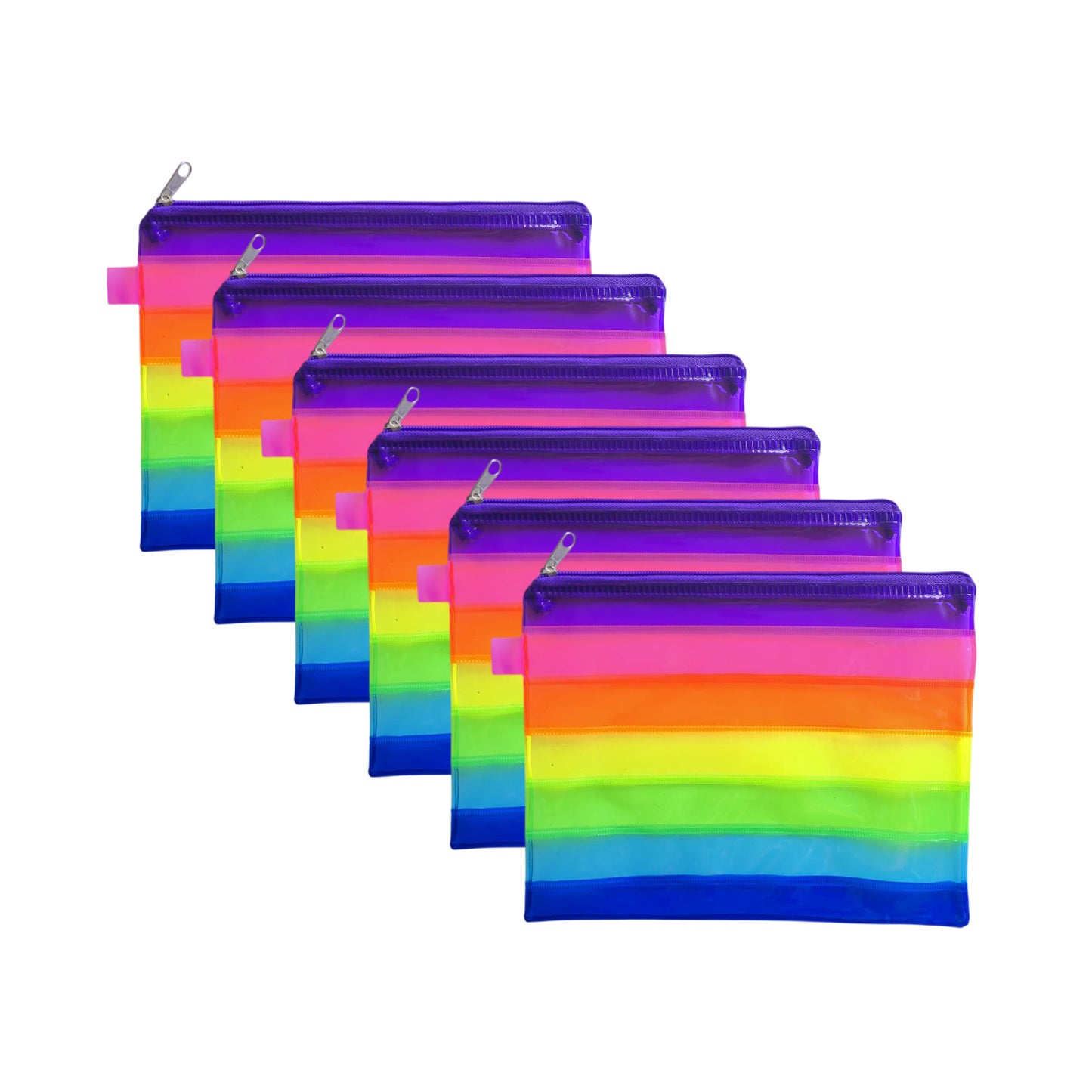 Pack of 12 A5 Rainbow Coloured Rainbow Pencil Cases