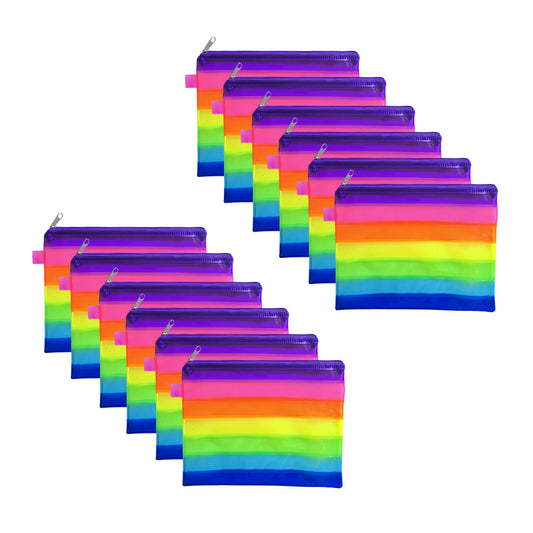 Pack of 12 A5 Rainbow Coloured Rainbow Pencil Cases
