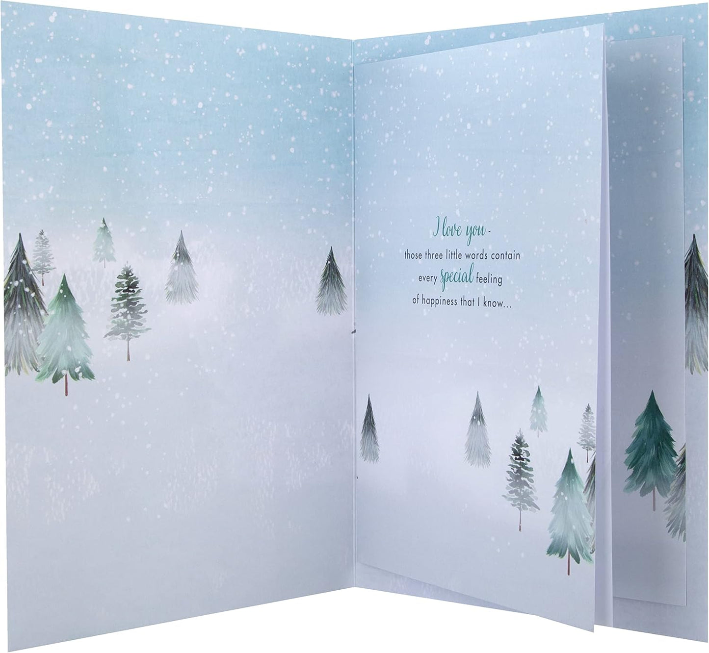 Classic Winter Scene with Tree Design for One I Love Boxed Christmas Card