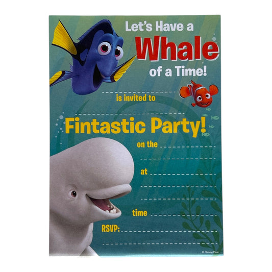 Pack of 20 Sheets Finding Dory “Whale of a Time” Party Invitation Cards