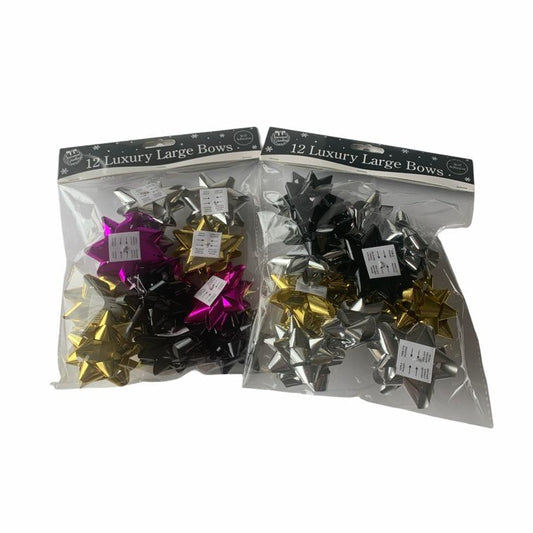 12 Christmas Luxury Large Gift Bows Modern Colours 