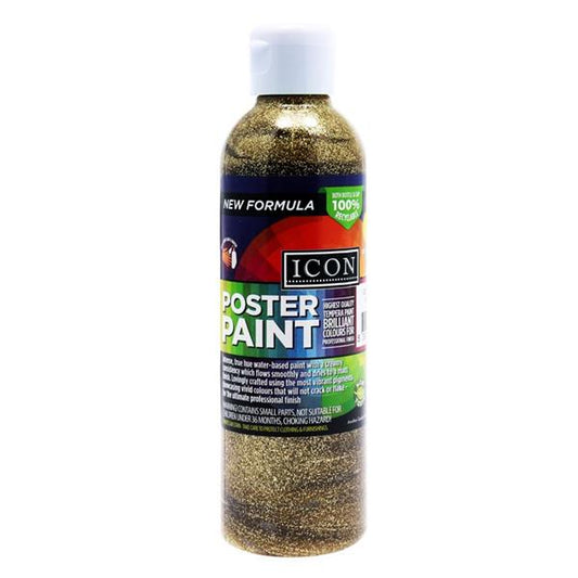 300ml Gold Glitter Poster Paint by Icon Art