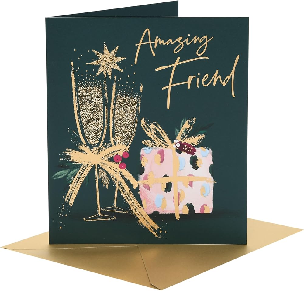 Chamagne Flutes & Present Friend Christmas Card