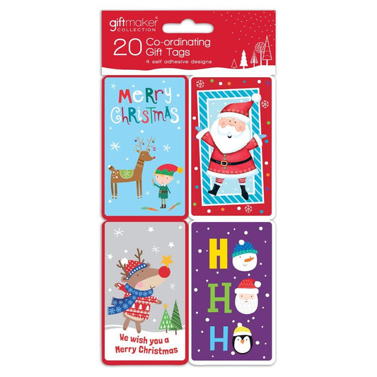 Pack of 100 Coordinating Novelty Kids Design Self Adhesive Christmas Gift Tags