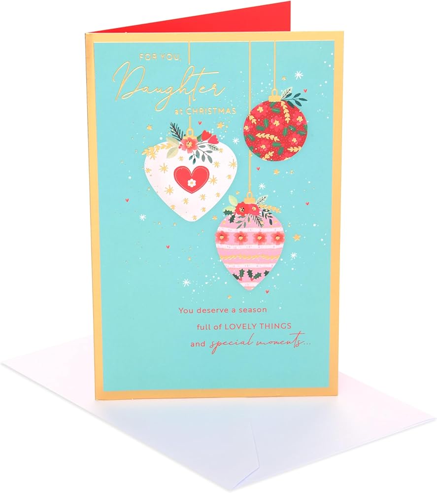 Baubles Design Daughter Christmas Card