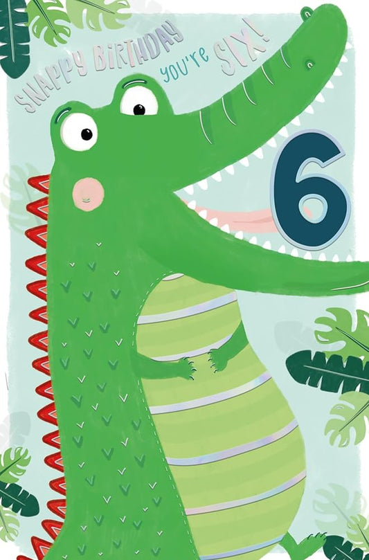 Crocodile Illustrations Cute 6th Birthday Card