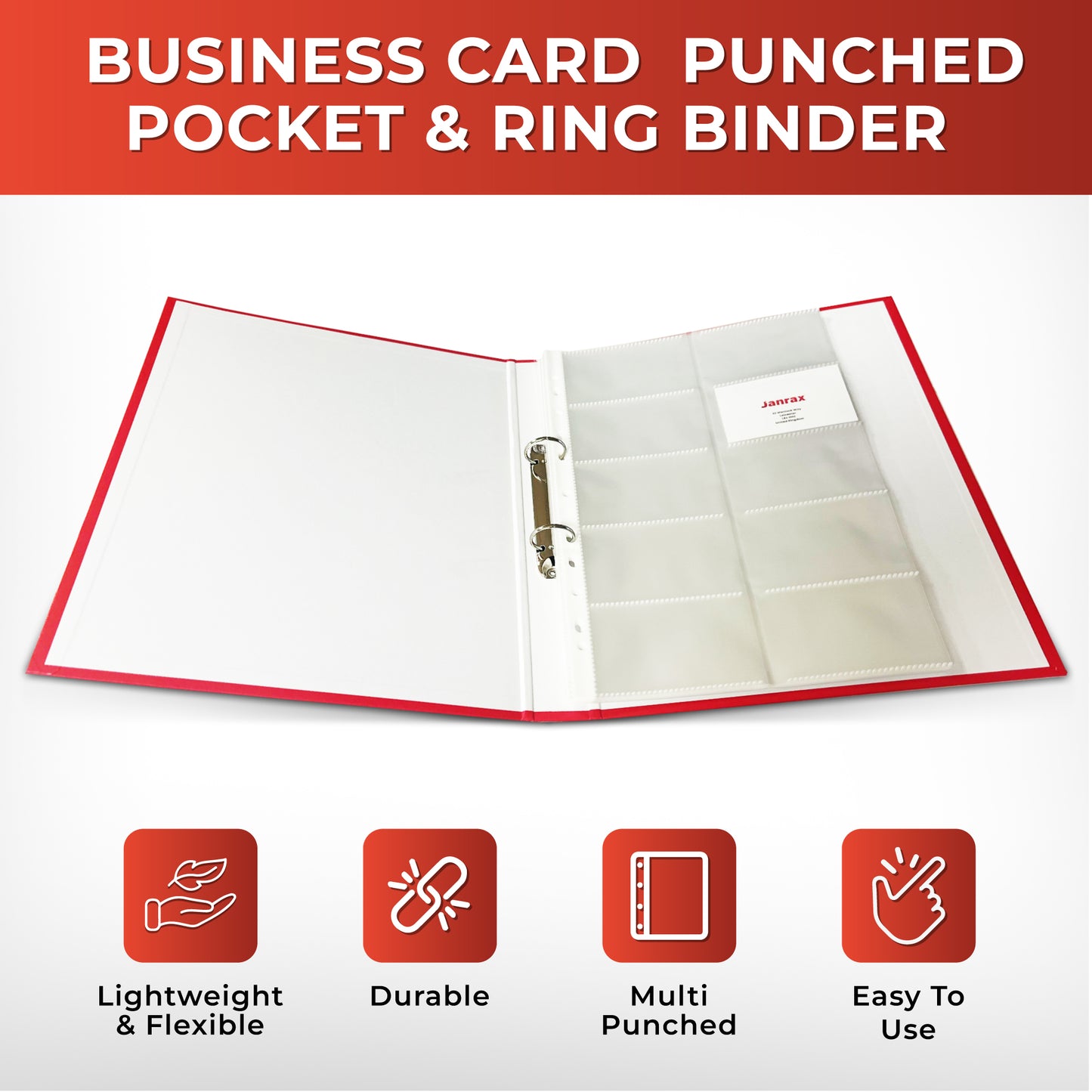 Business Card Ring Binder Folder for 400 Business Cards