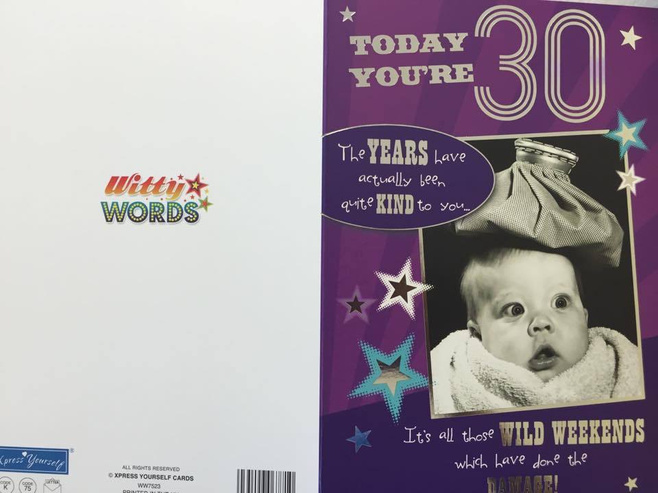 30th Unisex Wild Weekend Witty Words Birthday Card