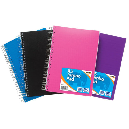 Pack of 6 Jumbo A5 Twinwire 200 Sheet Notebooks