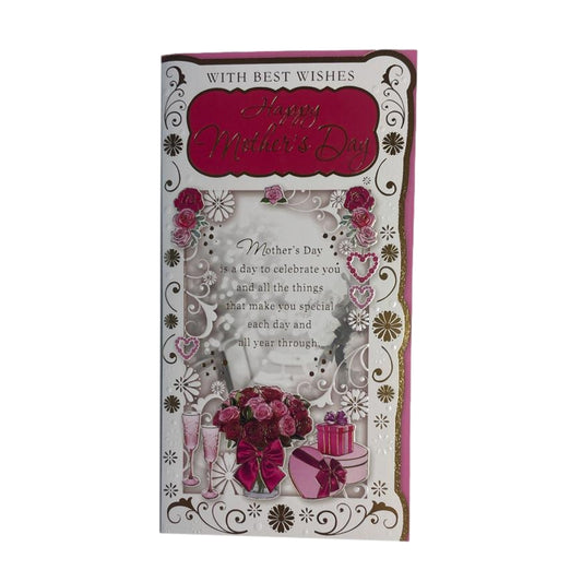 With Best Wishes Rose Bouquet Design Mother's Day Card
