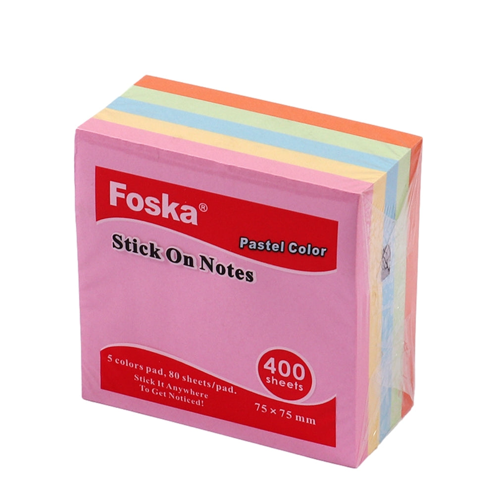 400 Sheets Pastel Colour Sticky Notes Memo Block 75x75mm
