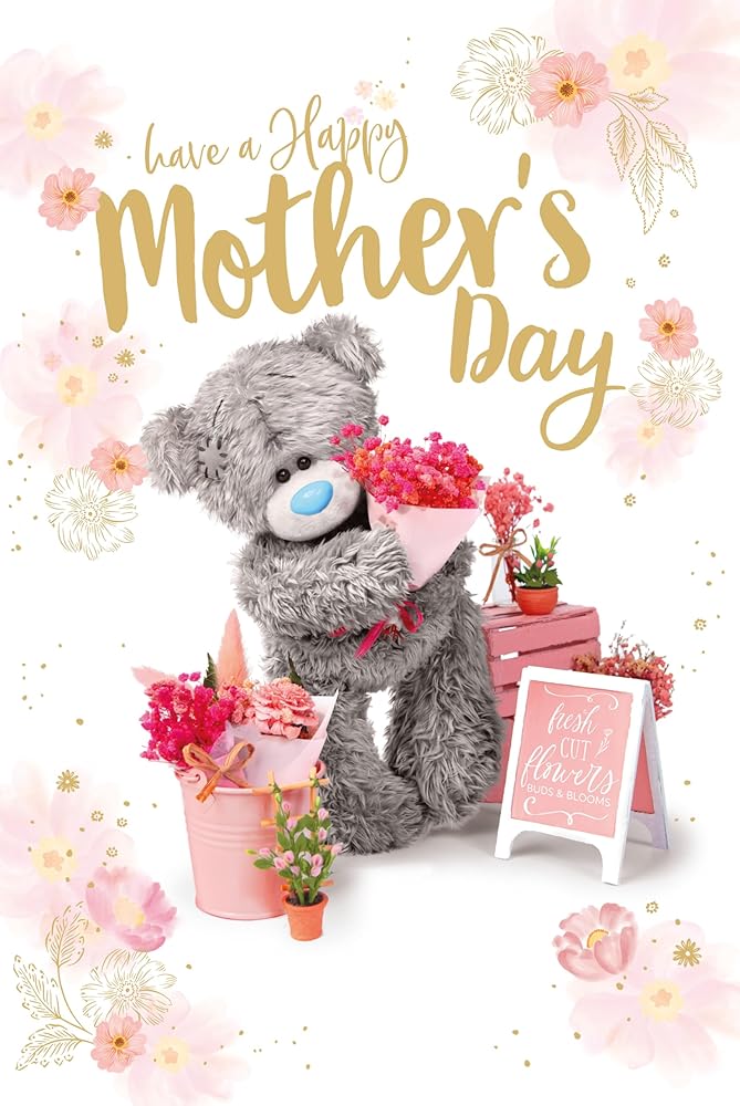 Bear Selling Flowers Photo Finish Mother's Day Card