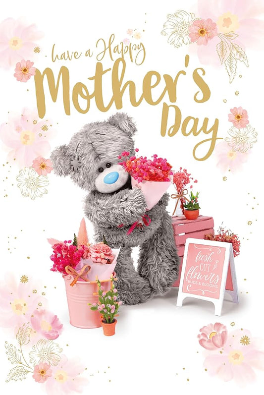 Bear Selling Flowers Photo Finish Mother's Day Card