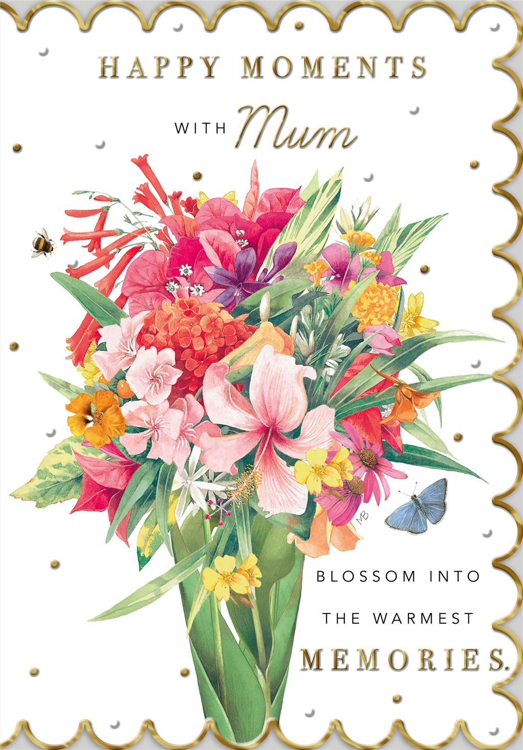 Mum Birthday Card Floral Artwork Design