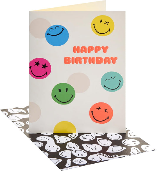 Smiley World Faces Design Kid's Birthday Card
