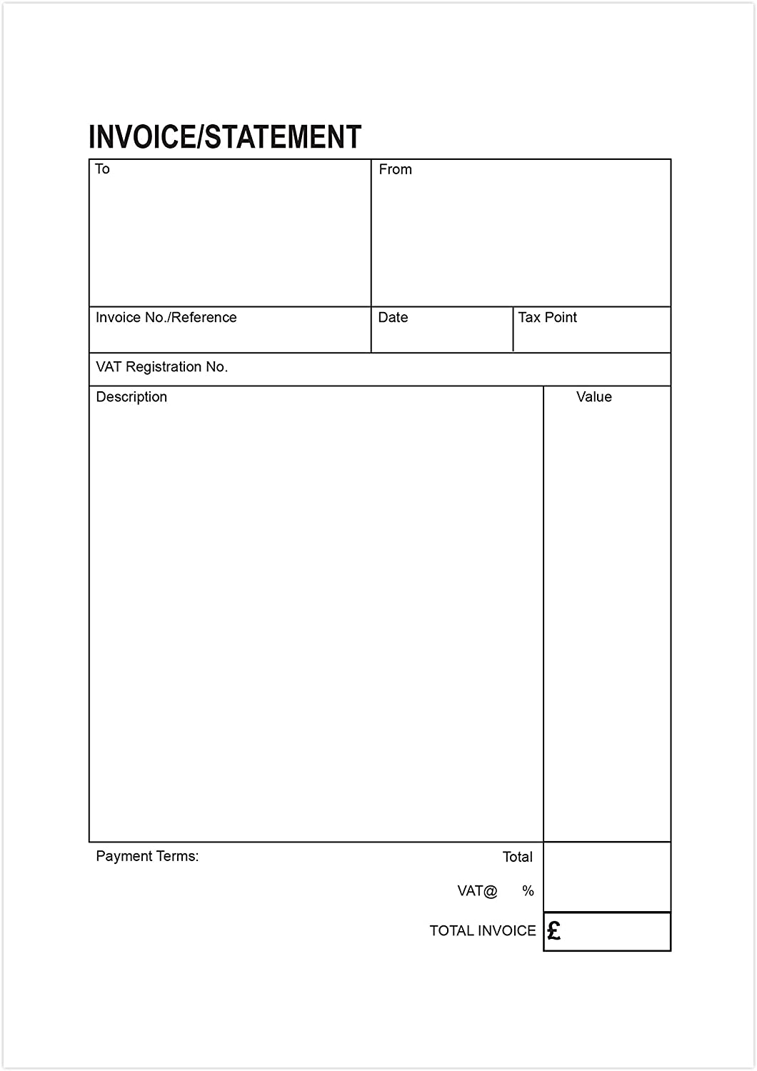 A5 Numbered 1-50 Carbonless Invoice Statement Duplicate Book 210 x 148mm