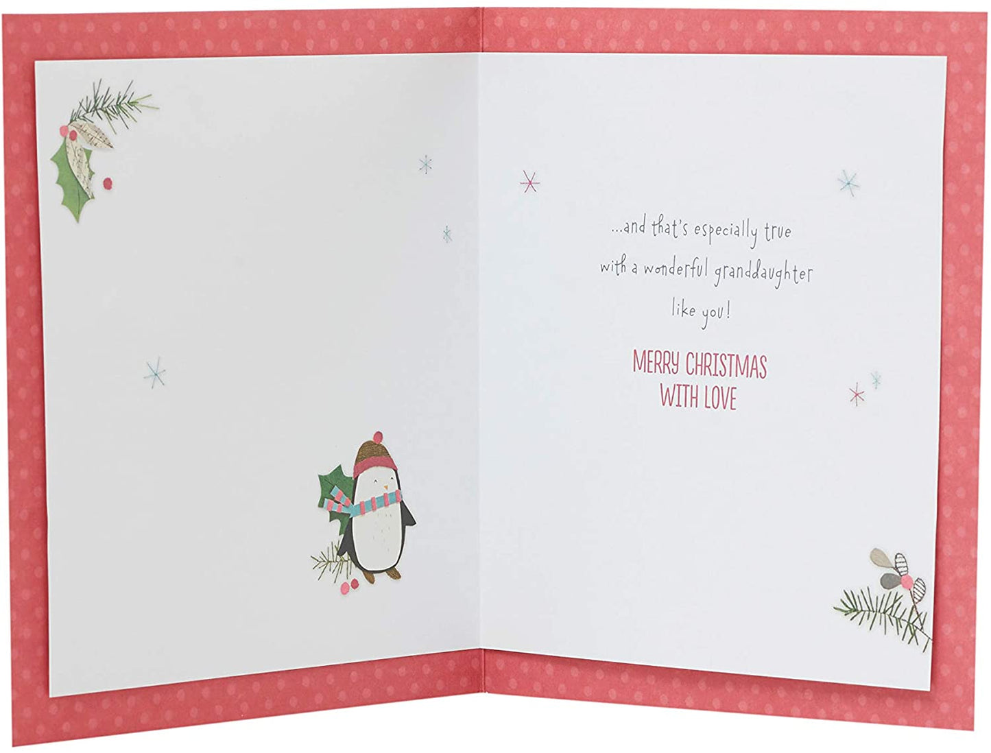 Granddaughter Penguins Hand Finished Christmas Card