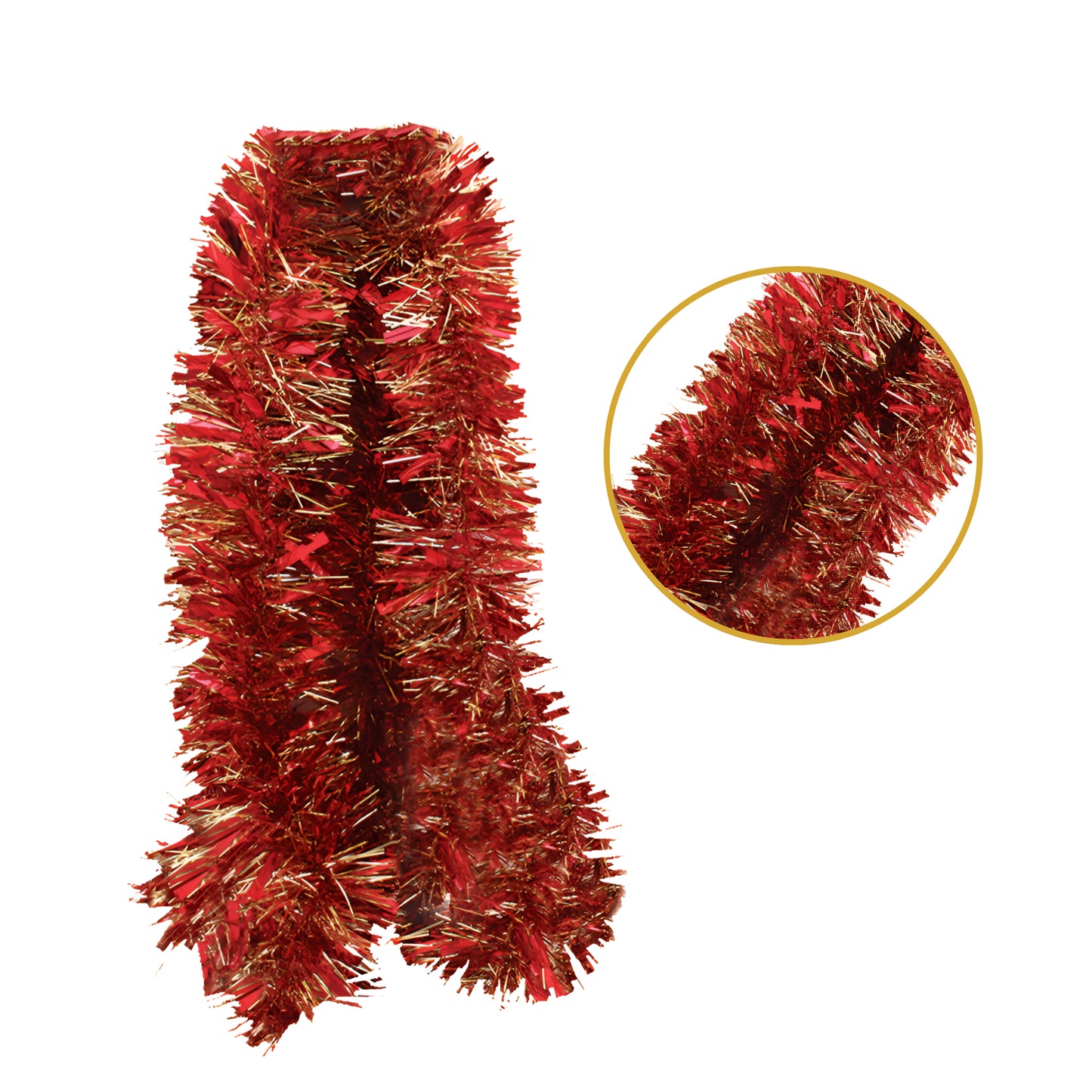 2m Christmas Chunky Red & Gold Tinsel 