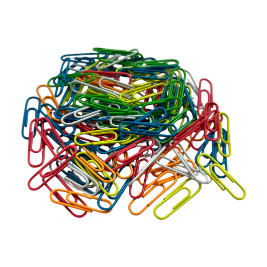 Pack of 100 Assorted Coloured 28mm Paper Clips in Hang Pack