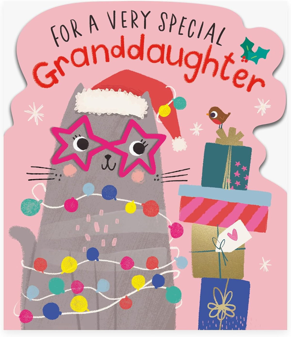Cat Design Granddaughter Christmas Card