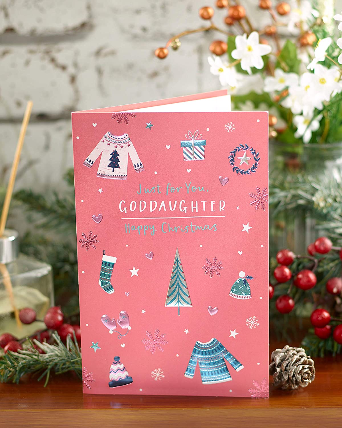 Goddaughter Christmas Card Cute Christmas Jumper Design