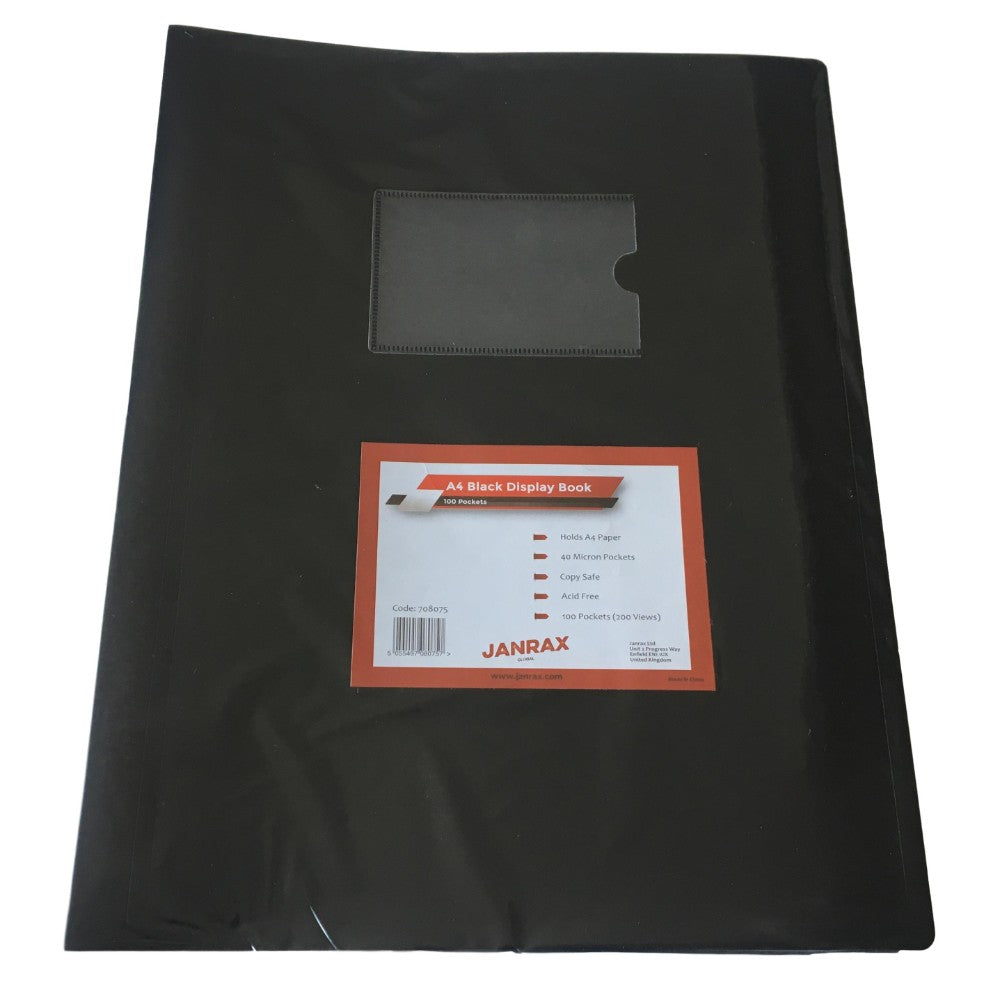 Pack of 10 A4 100 Pocket Black Flexible Cover Display Books