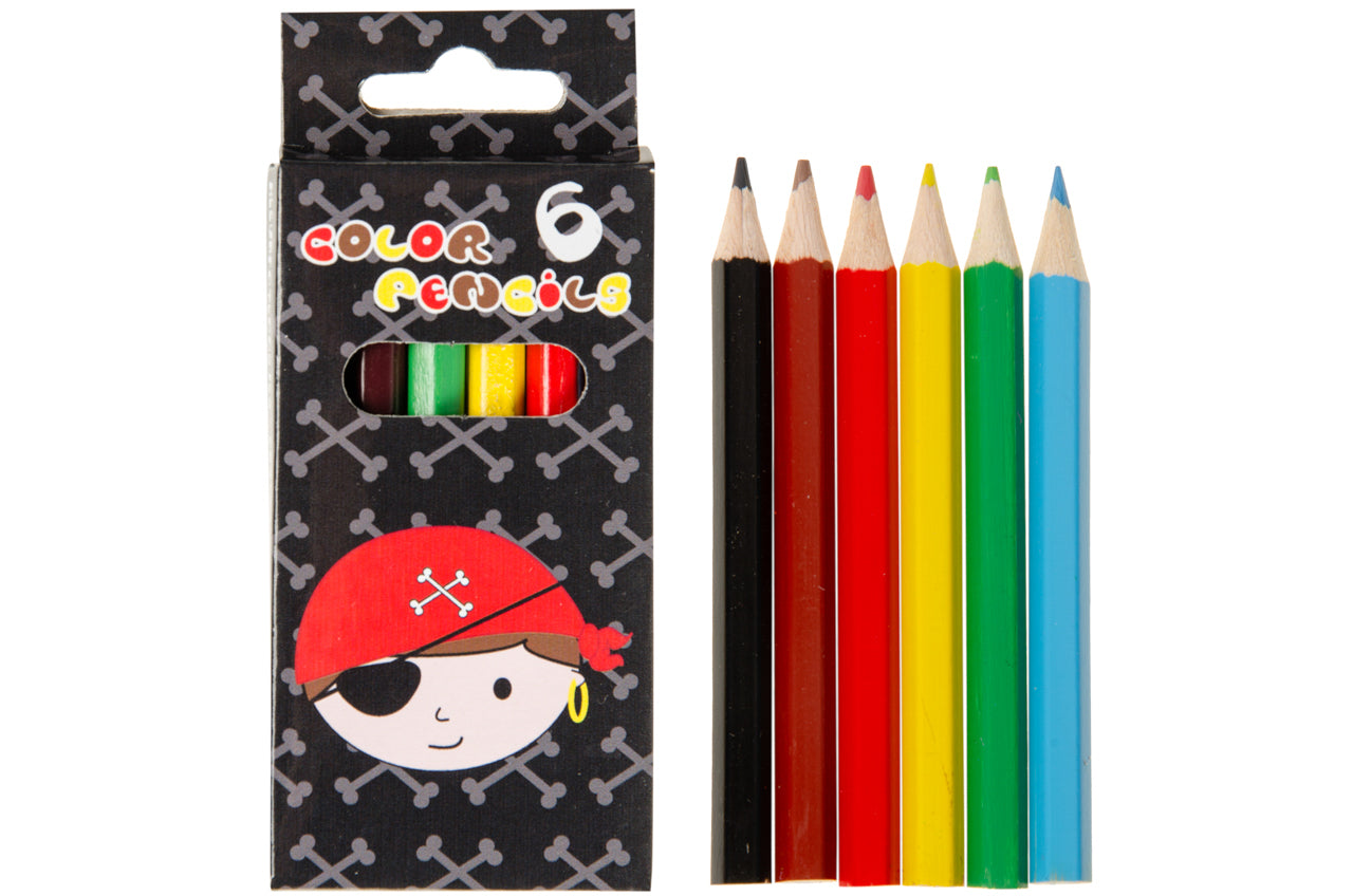 6 Pieces Pirate Design Colored Pencils 9cm