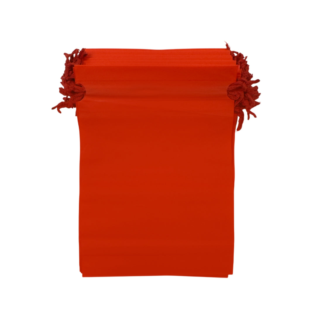 Pack of 100 Red Coloured 21x29cm PEVA Frosted Drawstring Bags