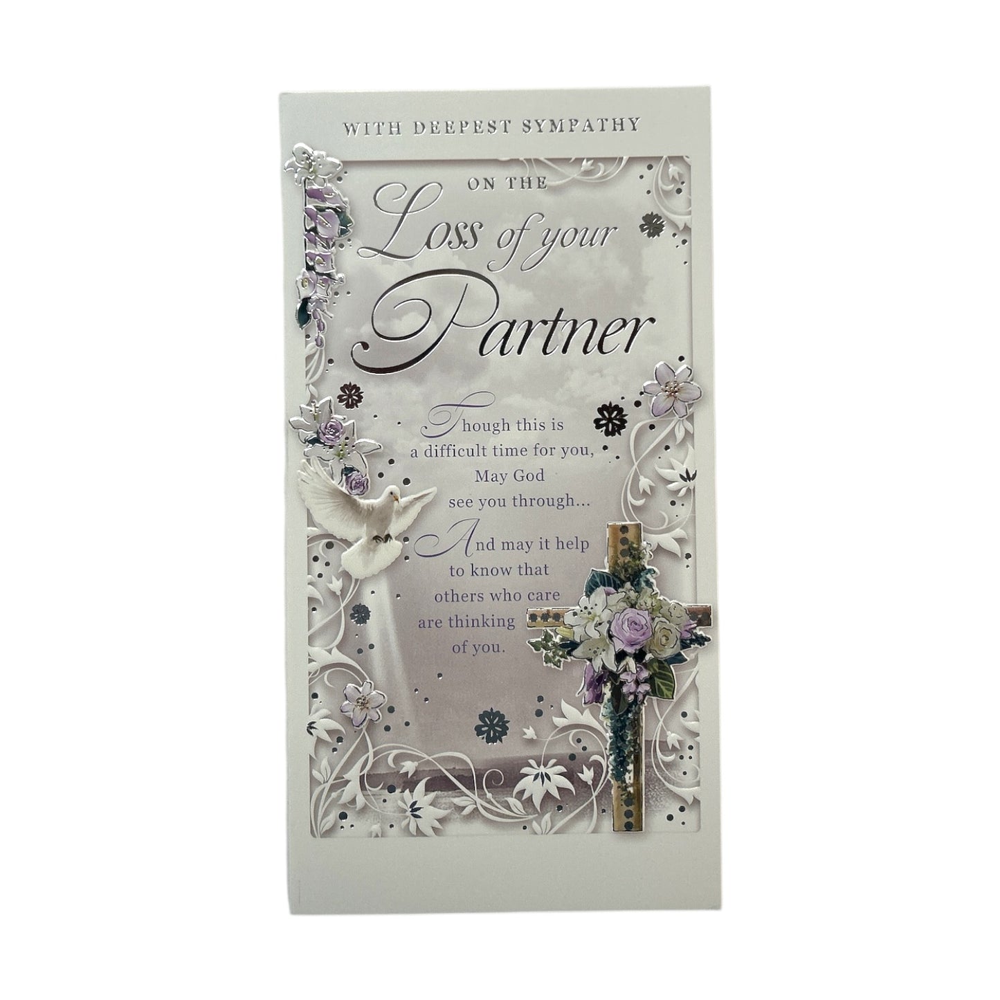 Loss of Partner Religious Cross Design Sympathy Opacity Card