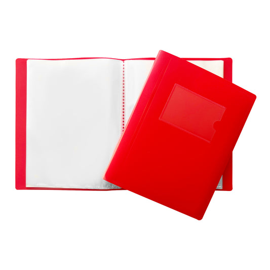 Pack of 10 A5 100 Pocket Red Flexible Cover Display Books