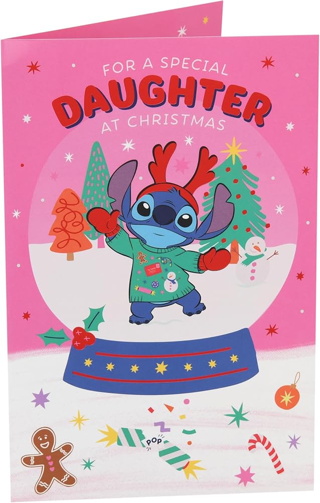 Stitch in Snowglobe Design Daughter Christmas Card
