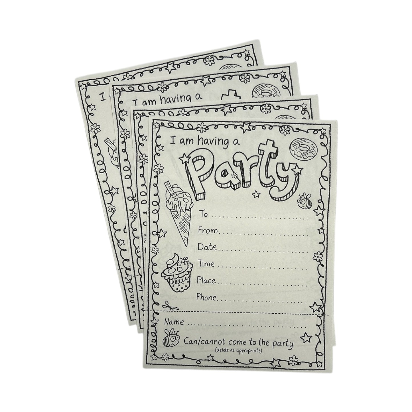 Pack of 100 Colour-in Invite and 100 Thank You Cards With 200 Envelopes