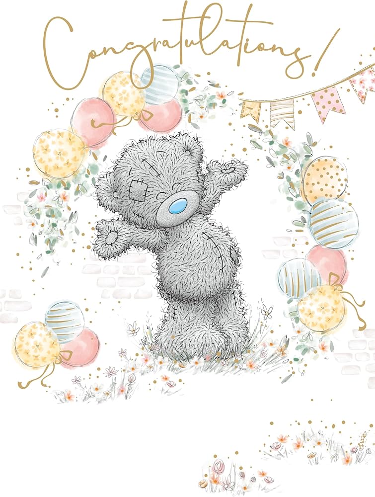 Bear With Balloons Congratulations Card