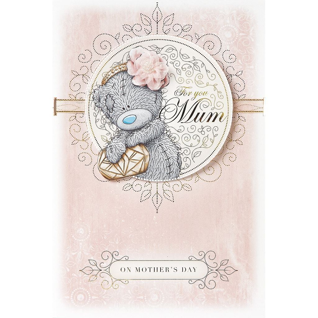For You Mum Bear Wearing Flower Headband Design Mother's Day Card