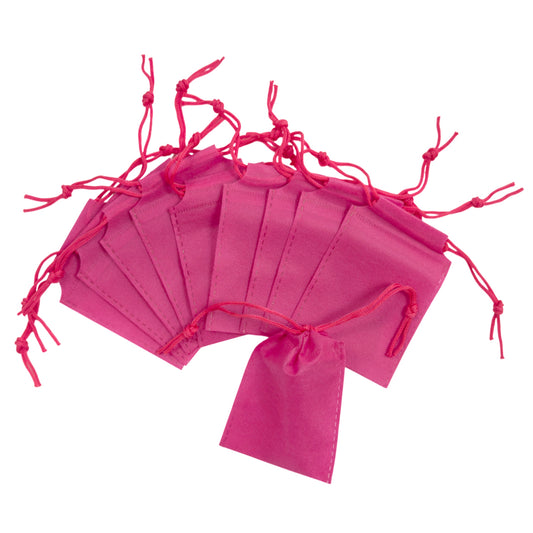 Pack of 50 Pink Coloured 12x9cm Non-Woven Drawstring Bags