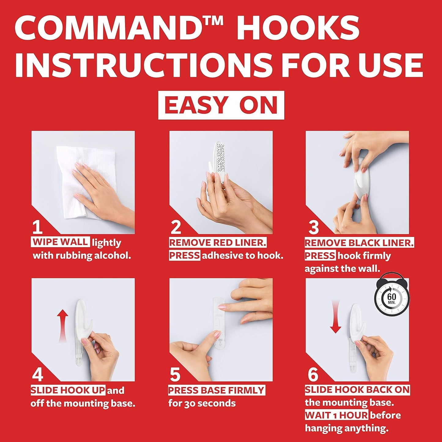 3M Command Adhesive Hook Large White with Two Adhesive Strips 17003